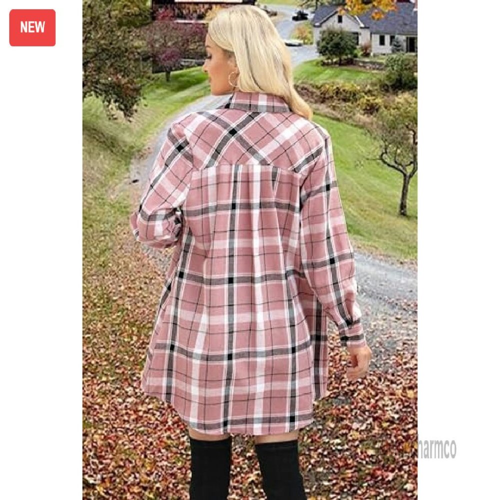 Lightweight Flannel Shacket Button Down Long Slee… - image 6